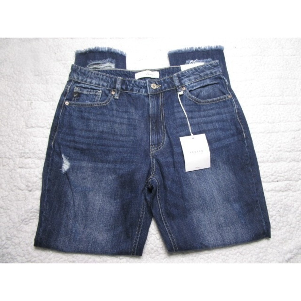 KanCan Los Angeles Womens Boyfriend Jeans Size 9/28 Distressed Dark Wash Denim